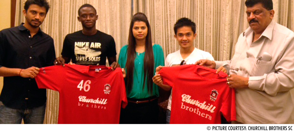 Churchill Brothers present new signings Sunil Chhetri and Lamine Tamba